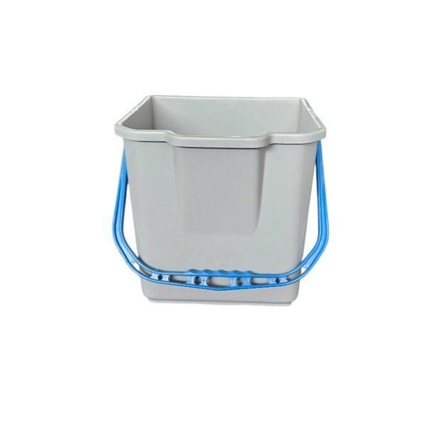 Plastikinis kibiras, pilkas su mėlyna rankena, 18L