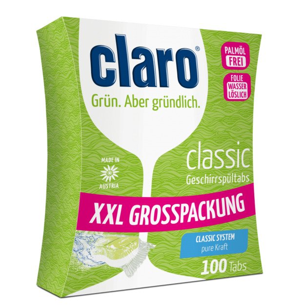 Ekologiškos indaplovių tabletės Claro Classic 100 vnt.