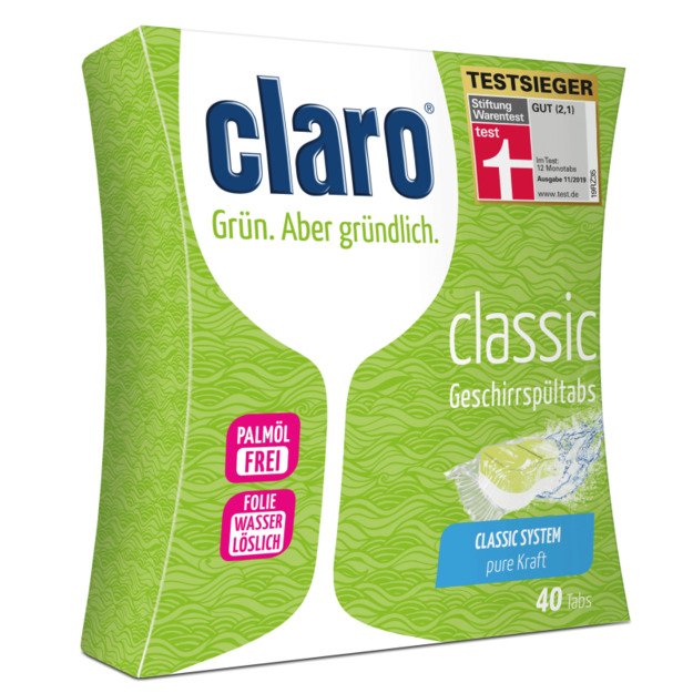 Ekologiškos indaplovių tabletės Claro Classic 40 vnt.