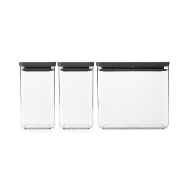  Indai biriems produktams Brabantia TASTY+, tamsiai pilkos sp., 3 vnt., 2x1,6L + 1x3,5L
