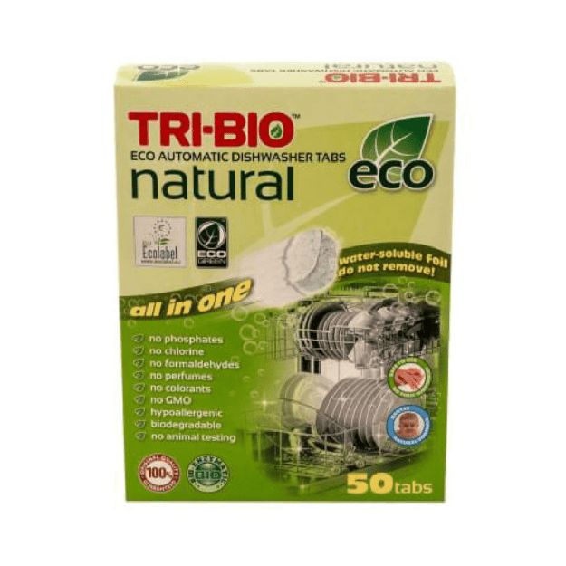 Ekologiškos indaplovių tabletės Tri-Bio Natural All in One, 50vnt