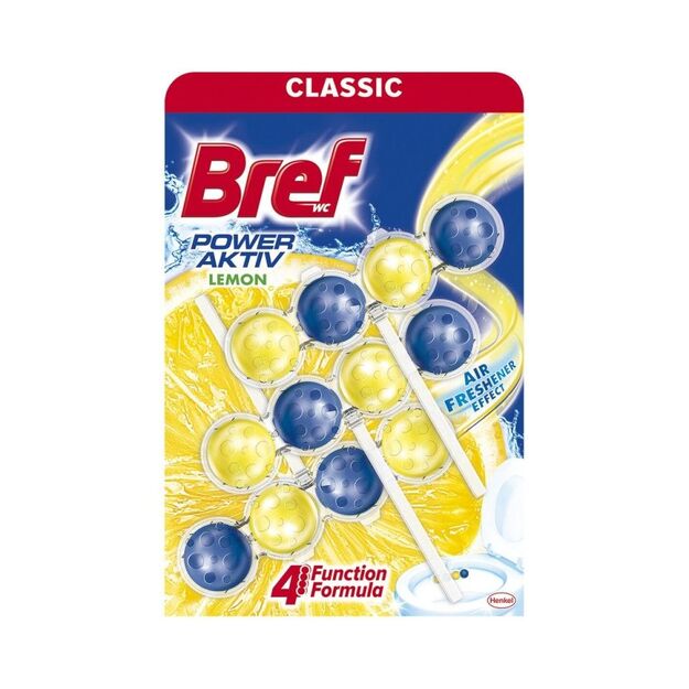 WC valiklis - gaiviklis Bref POWER ACTIVE Lemon, 3x50 g